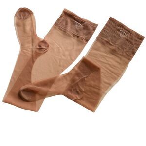 2 Pair Vintage Stockings Size 10-1/2 X 33 Orchid Flat Knit Nylon RHT 15 Denier